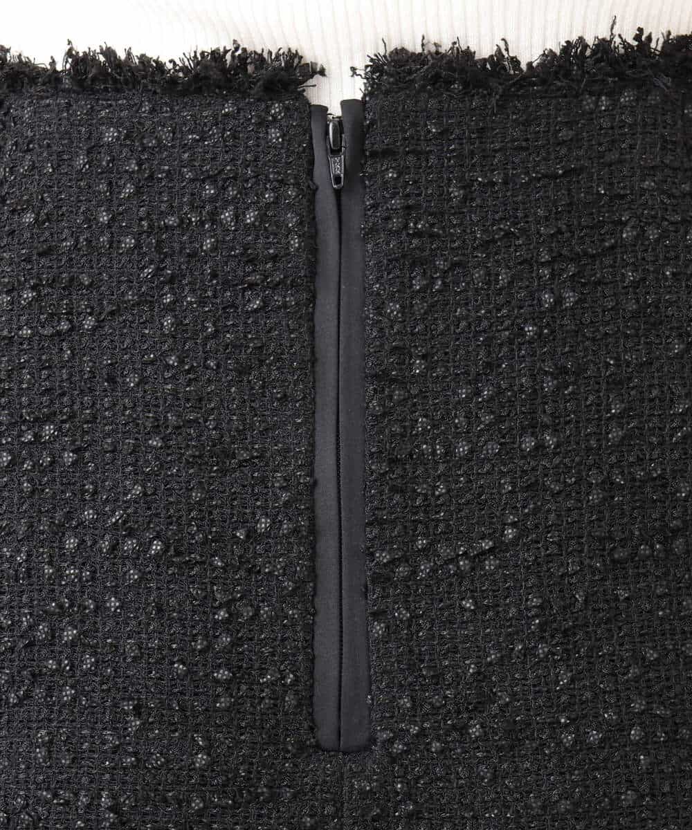 FKHJD41190 MK MICHEL KLEIN(MK ミッシェルクラン) [洗える]ツイードライクIラインスカート ブラック