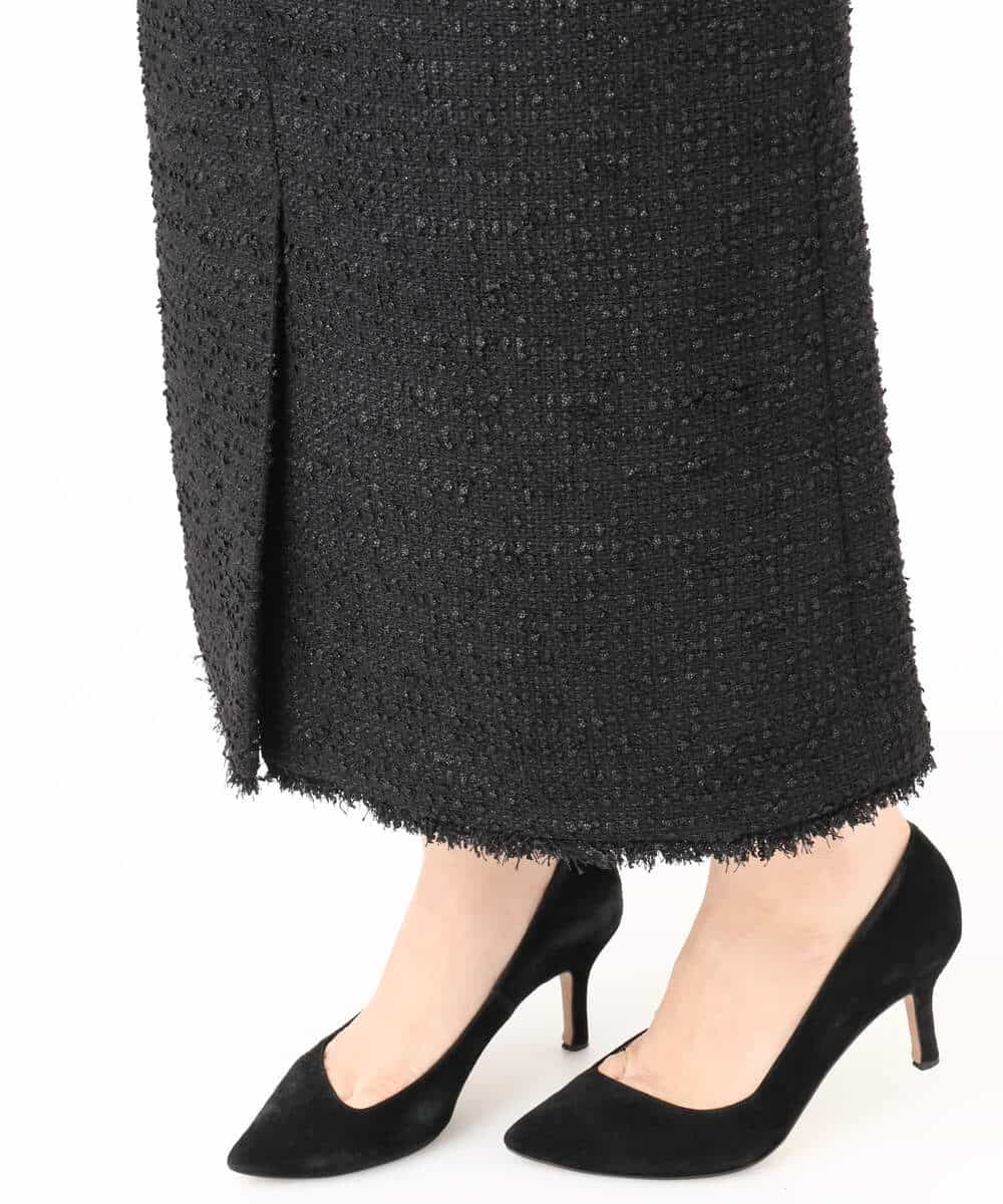 FKHJD41190 MK MICHEL KLEIN(MK ミッシェルクラン) [洗える]ツイードライクIラインスカート ブラック