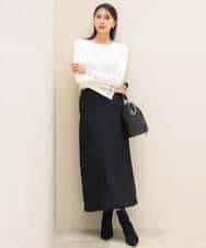 FKHJD41190 MK MICHEL KLEIN(MK ミッシェルクラン) [洗える]ツイードライクIラインスカート ブラック