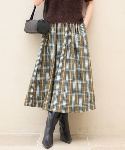 FKHJD42160 MK MICHEL KLEIN [洗える]チェック柄タフタスカート