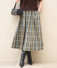 FKHJD42160 MK MICHEL KLEIN(MK ミッシェルクラン) [洗える]チェック柄タフタスカート カーキ