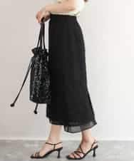 FKHJD70170 MK MICHEL KLEIN(MK ミッシェルクラン) [洗える]チュールシャギーナロースカート ブラック