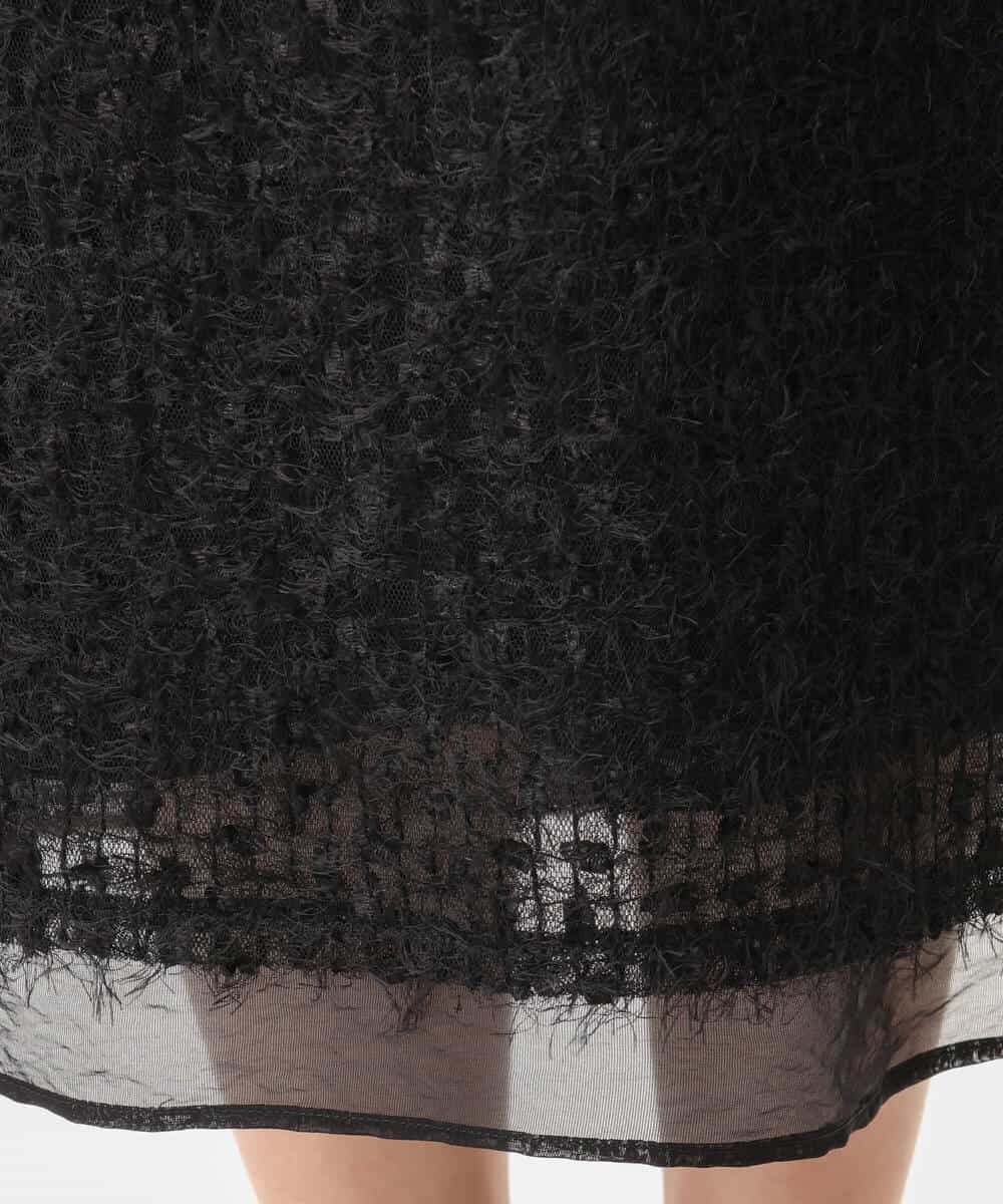 FKHJD70170 MK MICHEL KLEIN(MK ミッシェルクラン) [洗える]チュールシャギーナロースカート ブラック