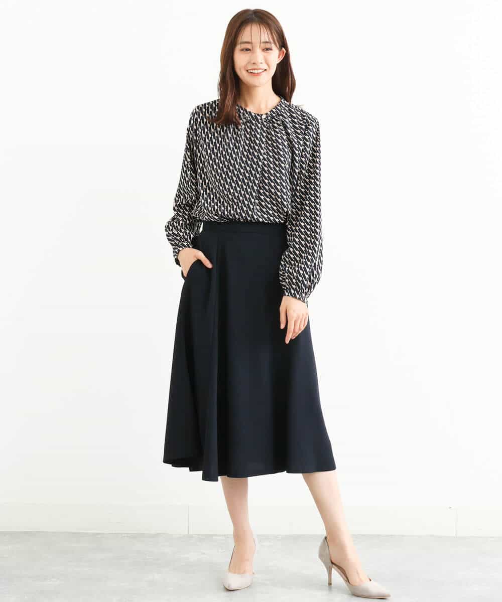 FKHJP39150 MK MICHEL KLEIN(MK ミッシェルクラン) セミマーメイドスカート/洗える ネイビー