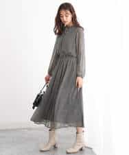 FKHJS08140 MK MICHEL KLEIN(MK ミッシェルクラン) クラシカル千鳥プリントスカート/洗える ブラウン