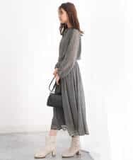 FKHJS08140 MK MICHEL KLEIN(MK ミッシェルクラン) クラシカル千鳥プリントスカート/洗える ブラウン