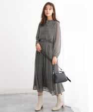 FKHJS08140 MK MICHEL KLEIN(MK ミッシェルクラン) クラシカル千鳥プリントスカート/洗える ブラウン