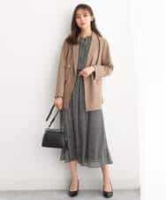 FKHJS08140 MK MICHEL KLEIN(MK ミッシェルクラン) クラシカル千鳥プリントスカート/洗える ブラウン