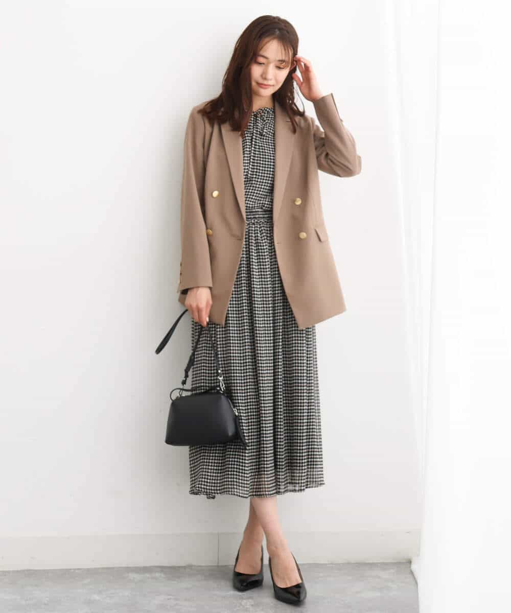 FKHJS08140 MK MICHEL KLEIN(MK ミッシェルクラン) クラシカル千鳥プリントスカート/洗える ブラウン