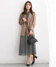 FKHJS08140 MK MICHEL KLEIN(MK ミッシェルクラン) クラシカル千鳥プリントスカート/洗える ブラウン