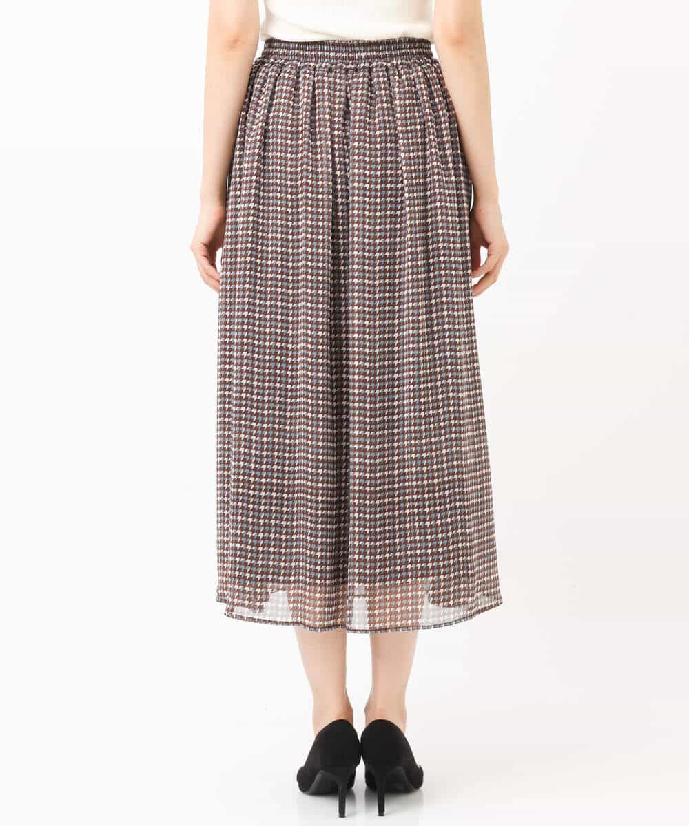 FKHJS08140 MK MICHEL KLEIN(MK ミッシェルクラン) クラシカル千鳥プリントスカート/洗える ブラウン