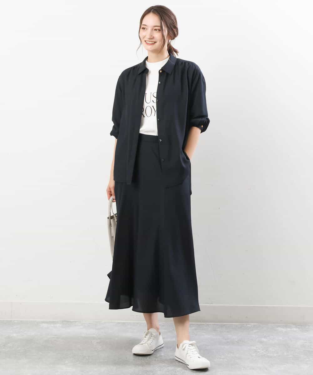 FKHJS28150 MK MICHEL KLEIN(MK ミッシェルクラン) マーメイド調ツイルスカート/洗える ブルー