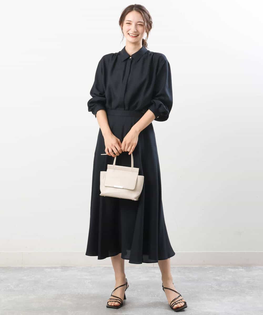FKHJS28150 MK MICHEL KLEIN(MK ミッシェルクラン) マーメイド調ツイルスカート/洗える ブルー