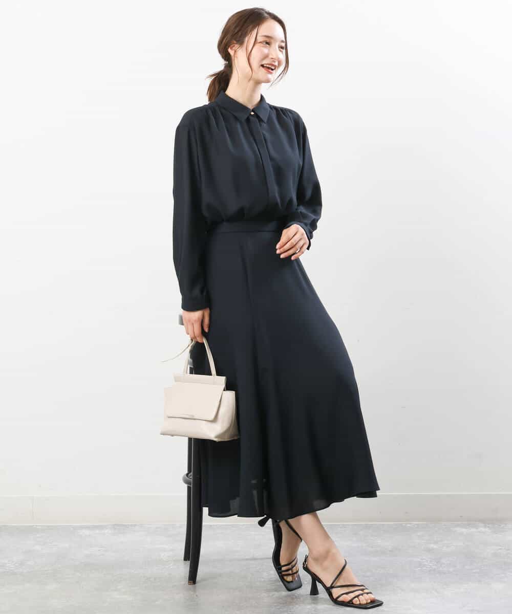 FKHJS28150 MK MICHEL KLEIN(MK ミッシェルクラン) マーメイド調ツイルスカート/洗える ブルー