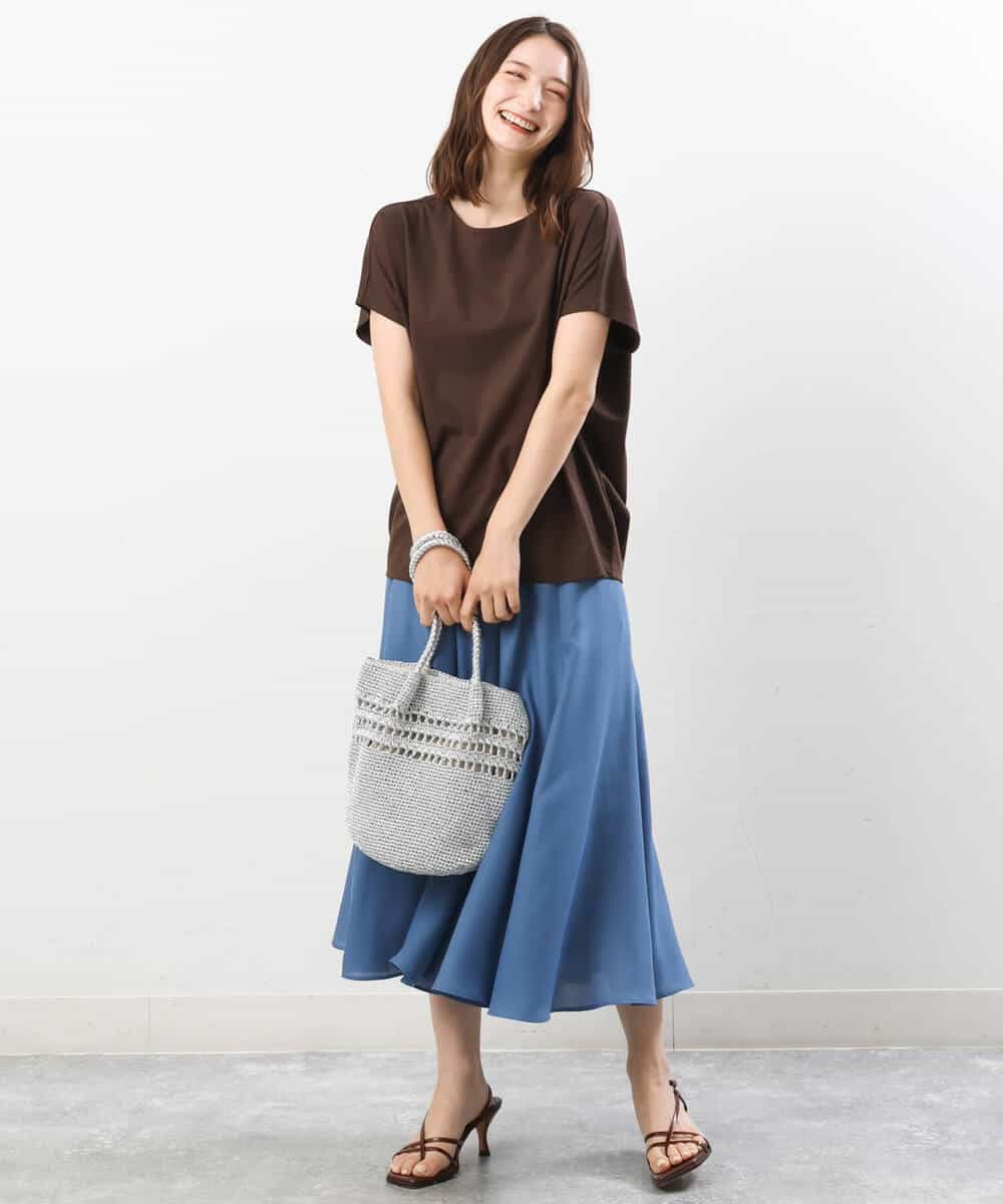 FKHJS28150 MK MICHEL KLEIN(MK ミッシェルクラン) マーメイド調ツイルスカート/洗える ブルー