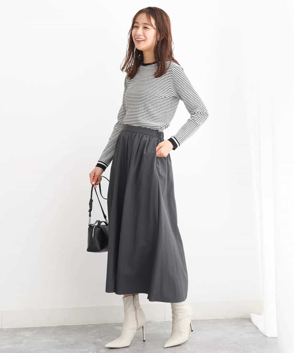 FKHJS32150 MK MICHEL KLEIN(MK ミッシェルクラン) ギャザーフレアスカート/洗える オリーブ