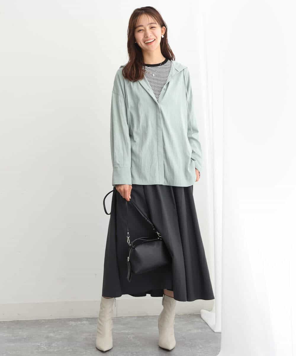 FKHJS32150 MK MICHEL KLEIN(MK ミッシェルクラン) ギャザーフレアスカート/洗える オリーブ