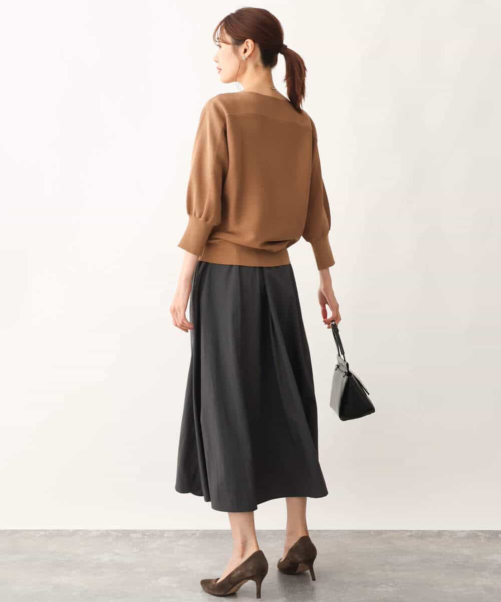 FKHJS32150 MK MICHEL KLEIN(MK ミッシェルクラン) ギャザーフレアスカート/洗える オリーブ