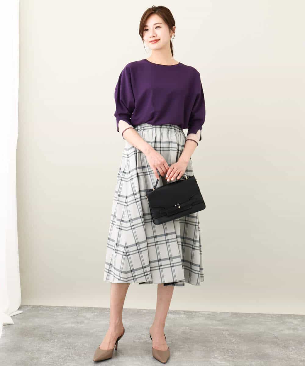 FKHJV28130 MK MICHEL KLEIN(MK ミッシェルクラン) リバーシブルチェックスカート/洗える ブラック（チェック）