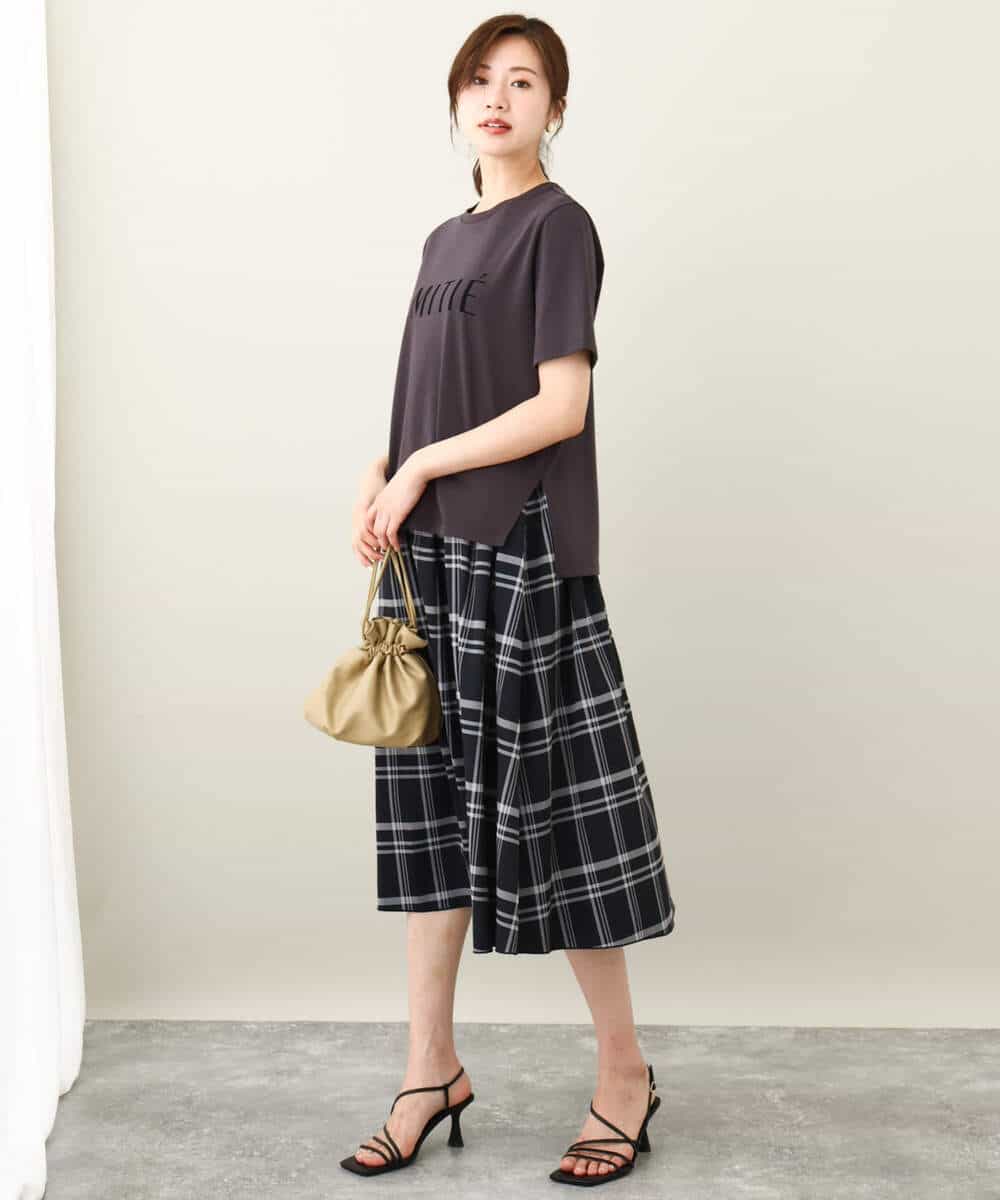 FKHJV28130 MK MICHEL KLEIN(MK ミッシェルクラン) リバーシブルチェックスカート/洗える ブラック（チェック）