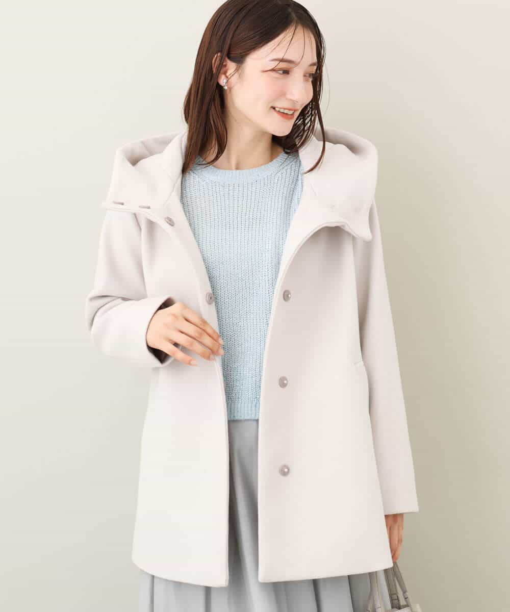 FKJAA42330 MK MICHEL KLEIN(MK ミッシェルクラン) ミドル丈メルトンコート モカ