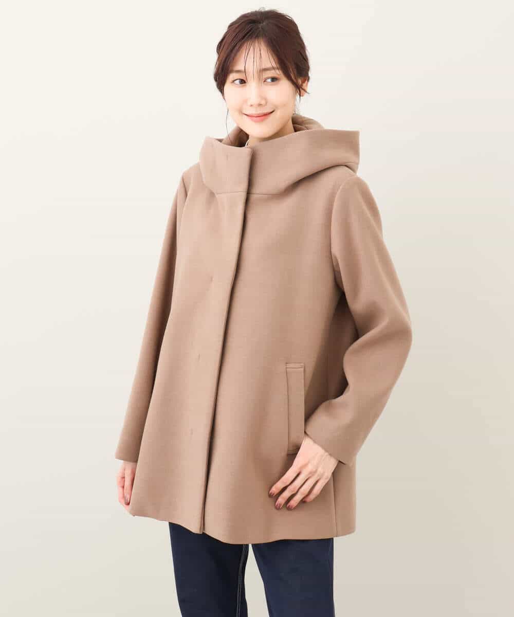 FKJAA42330 MK MICHEL KLEIN(MK ミッシェルクラン) ミドル丈メルトンコート モカ