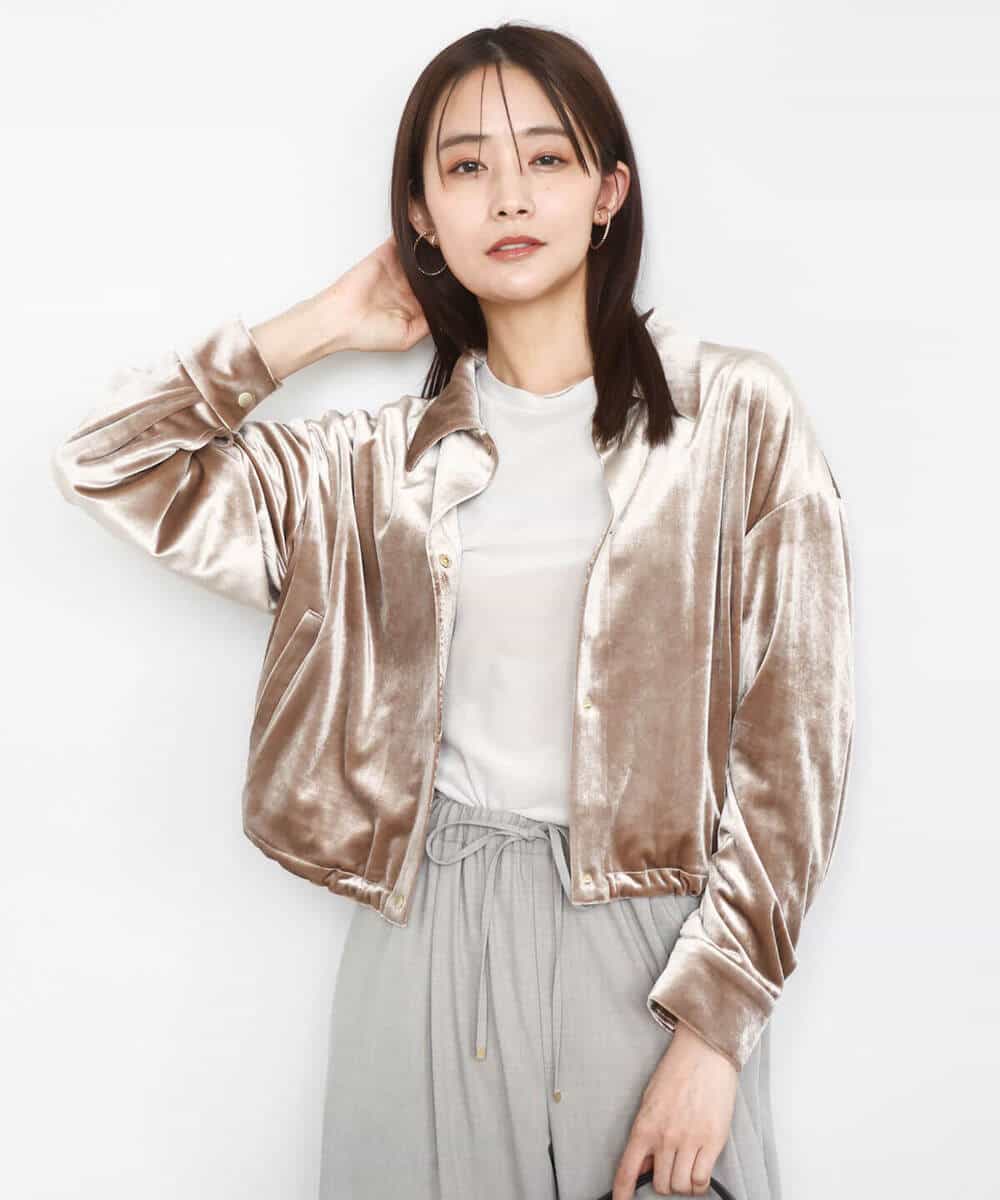 FKJAD31230 MK MICHEL KLEIN(MK ミッシェルクラン) スノーベロア クロップドブルゾン/洗える ライトブラウン