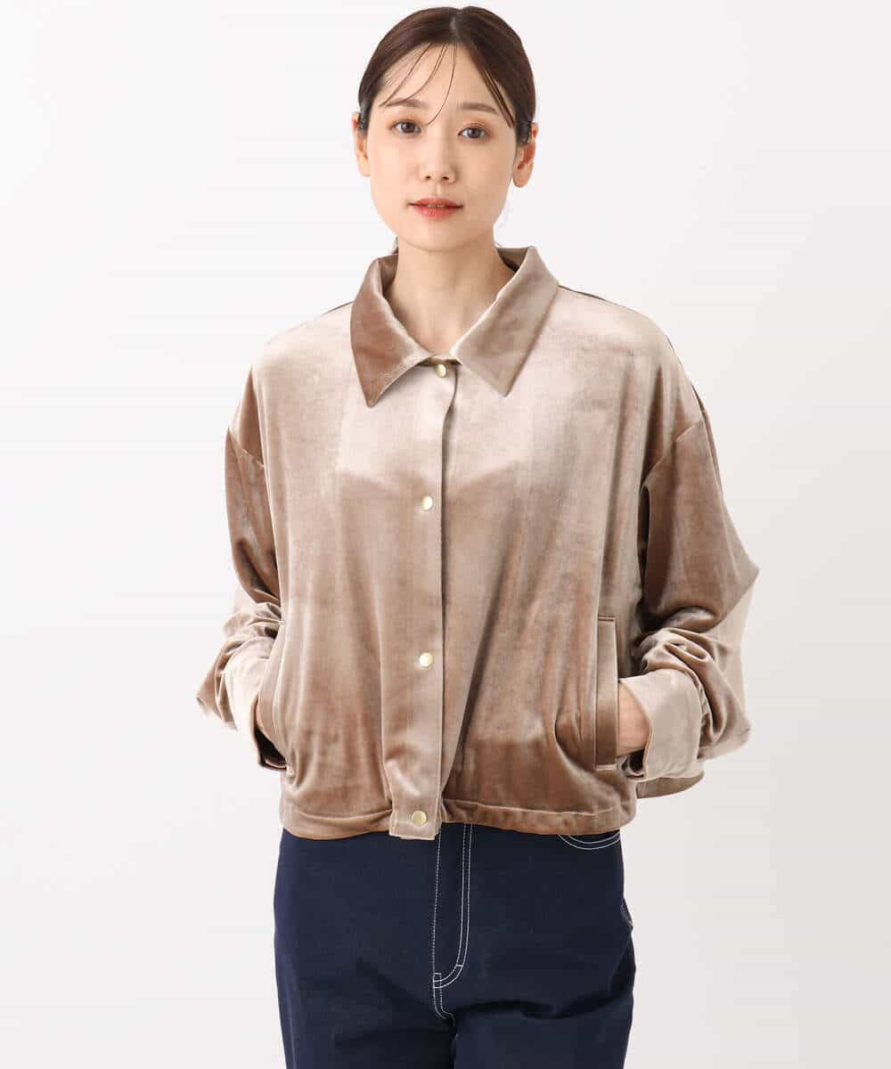 FKJAD31230 MK MICHEL KLEIN(MK ミッシェルクラン) スノーベロア クロップドブルゾン/洗える ライトブラウン