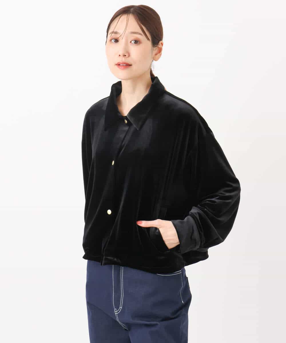 FKJAD31230 MK MICHEL KLEIN(MK ミッシェルクラン) スノーベロア クロップドブルゾン/洗える ライトブラウン