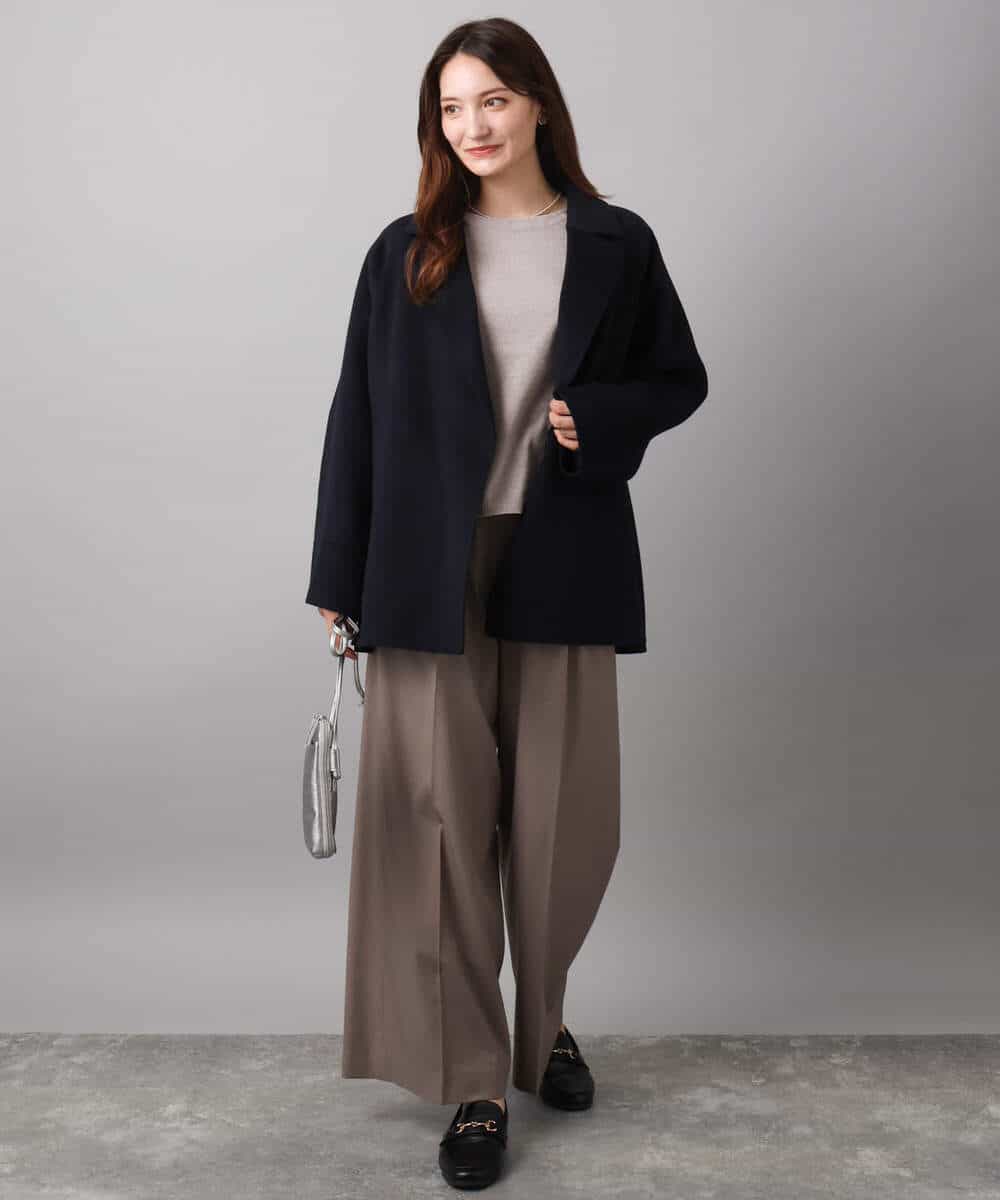 FKJAD40270 MK MICHEL KLEIN(MK ミッシェルクラン) スムースリバー ミドル丈コート ライトグレー