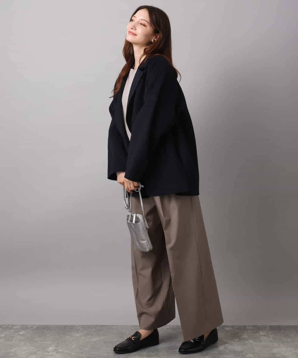 FKJAD40270 MK MICHEL KLEIN(MK ミッシェルクラン) スムースリバー ミドル丈コート ライトグレー
