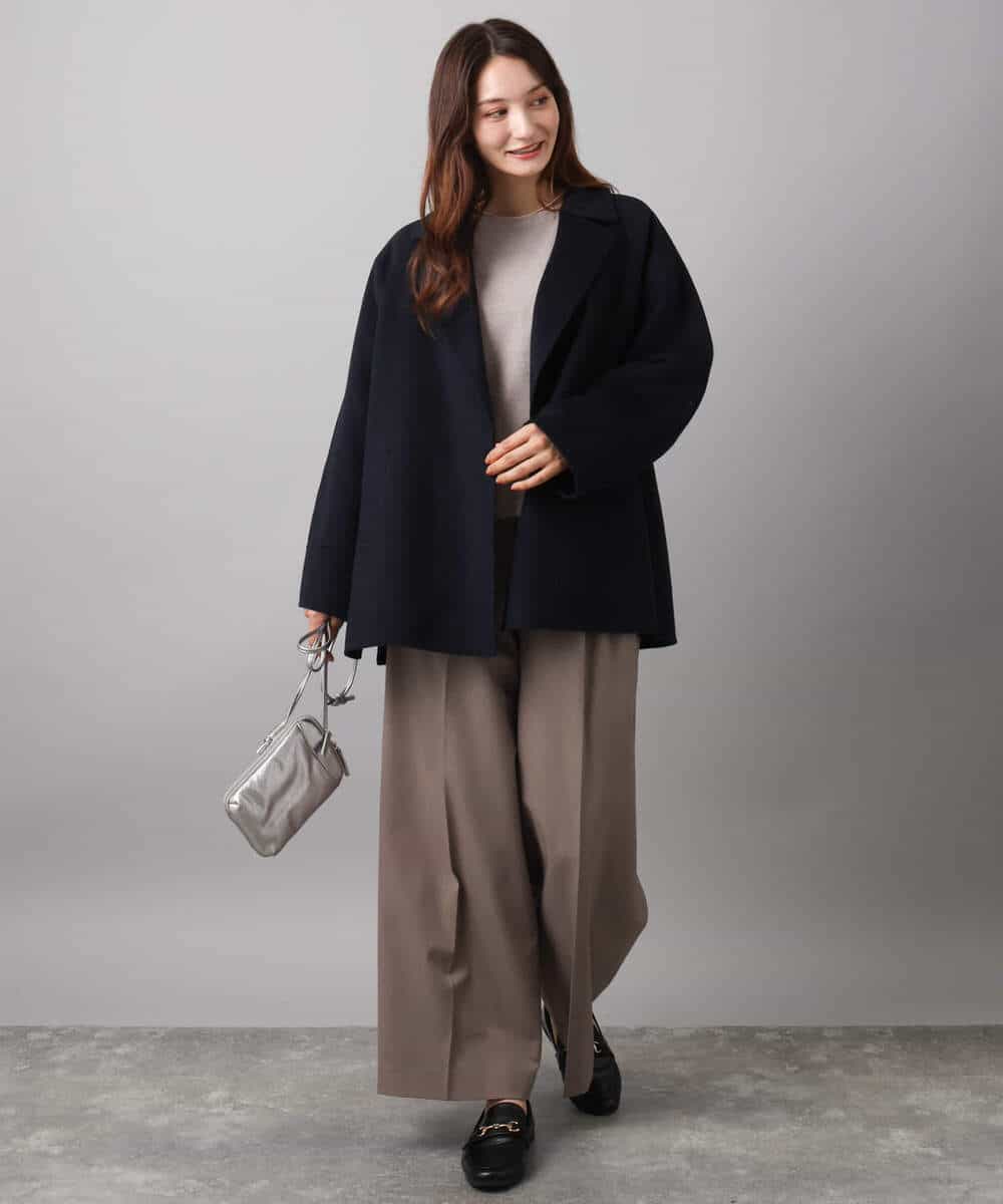 FKJAD40270 MK MICHEL KLEIN(MK ミッシェルクラン) スムースリバー ミドル丈コート ライトグレー