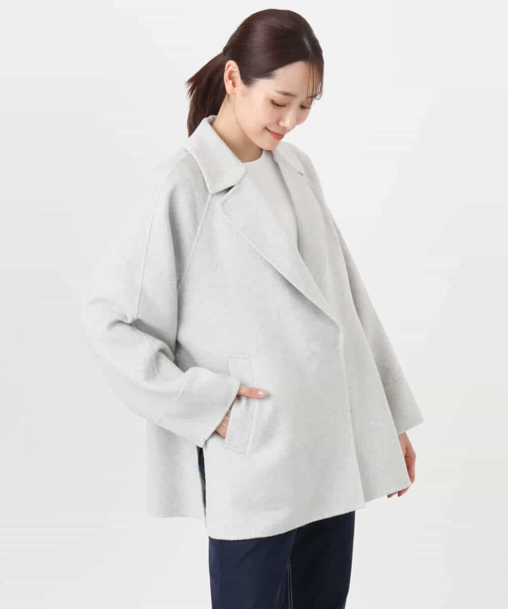 FKJAD40270 MK MICHEL KLEIN(MK ミッシェルクラン) スムースリバー ミドル丈コート ライトグレー