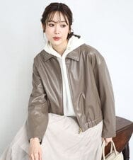 FKJAD41240 MK MICHEL KLEIN(MK ミッシェルクラン) ステンカラーフェイクレザーブルゾン/洗える モカ