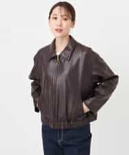 FKJAD41240 MK MICHEL KLEIN(MK ミッシェルクラン) ステンカラーフェイクレザーブルゾン/洗える モカ