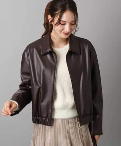 FKJAD41240 MK MICHEL KLEIN ステンカラーフェイクレザーブルゾン/洗える
