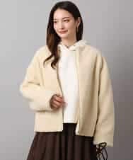 FKJAD42250 MK MICHEL KLEIN(MK ミッシェルクラン) ノーカラーボアブルゾン/洗える アイボリー
