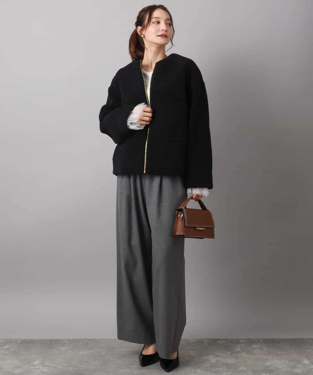 FKJAD42250 MK MICHEL KLEIN(MK ミッシェルクラン) ノーカラーボアブルゾン/洗える アイボリー
