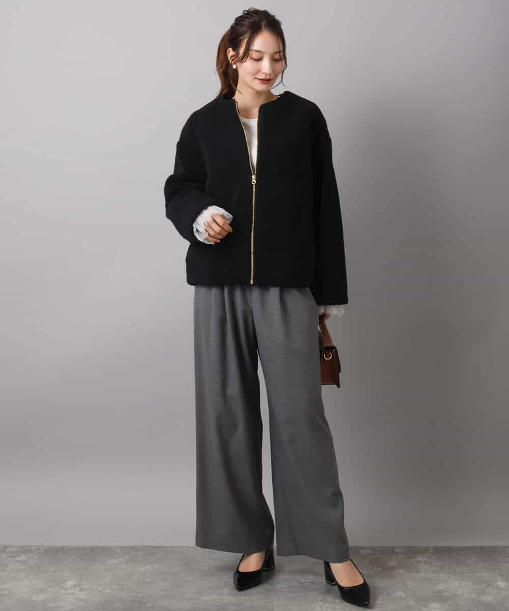 FKJAD42250 MK MICHEL KLEIN(MK ミッシェルクラン) ノーカラーボアブルゾン/洗える アイボリー