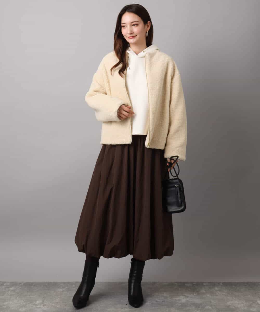 FKJAD42250 MK MICHEL KLEIN(MK ミッシェルクラン) ノーカラーボアブルゾン/洗える アイボリー