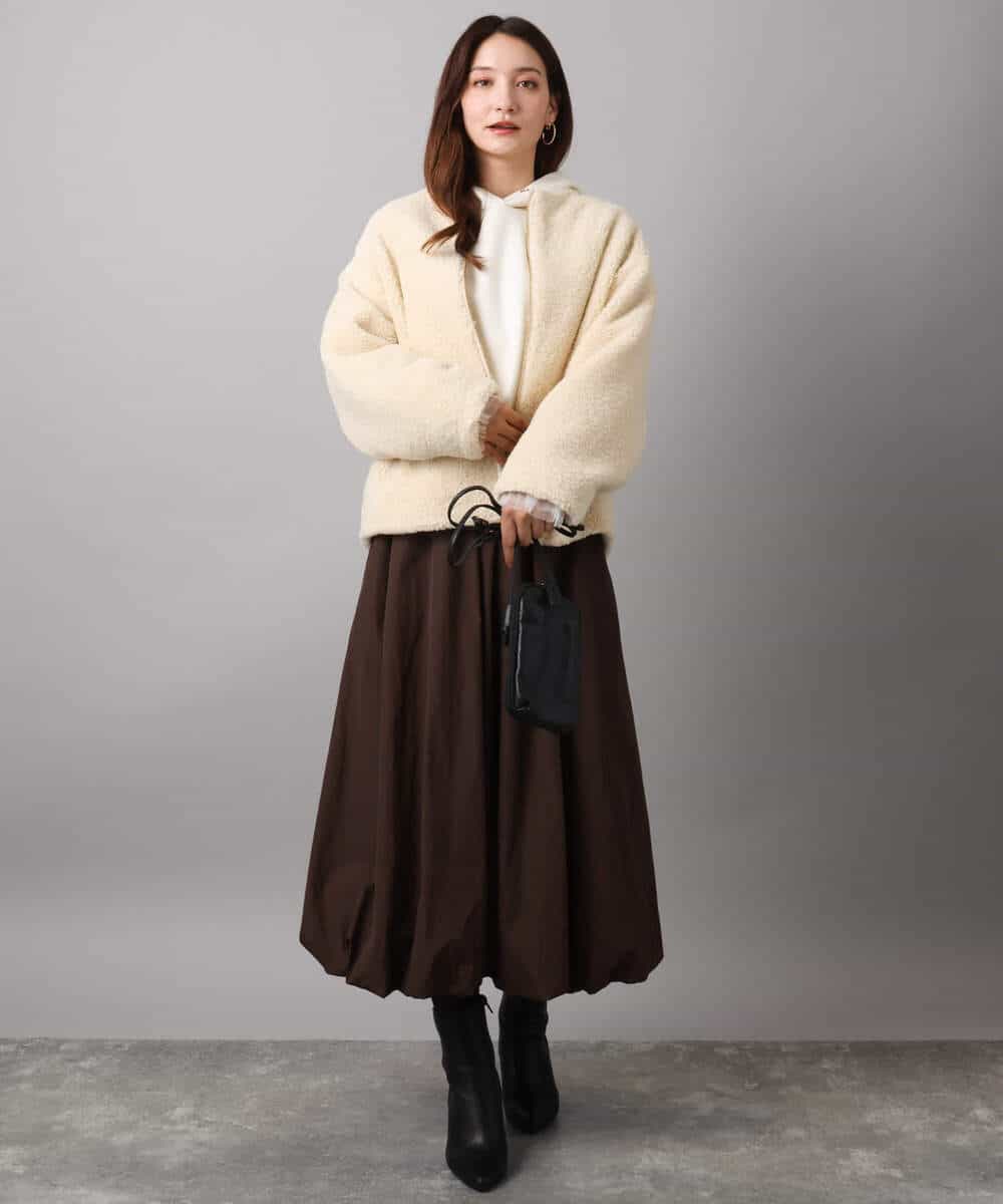 FKJAD42250 MK MICHEL KLEIN(MK ミッシェルクラン) ノーカラーボアブルゾン/洗える アイボリー