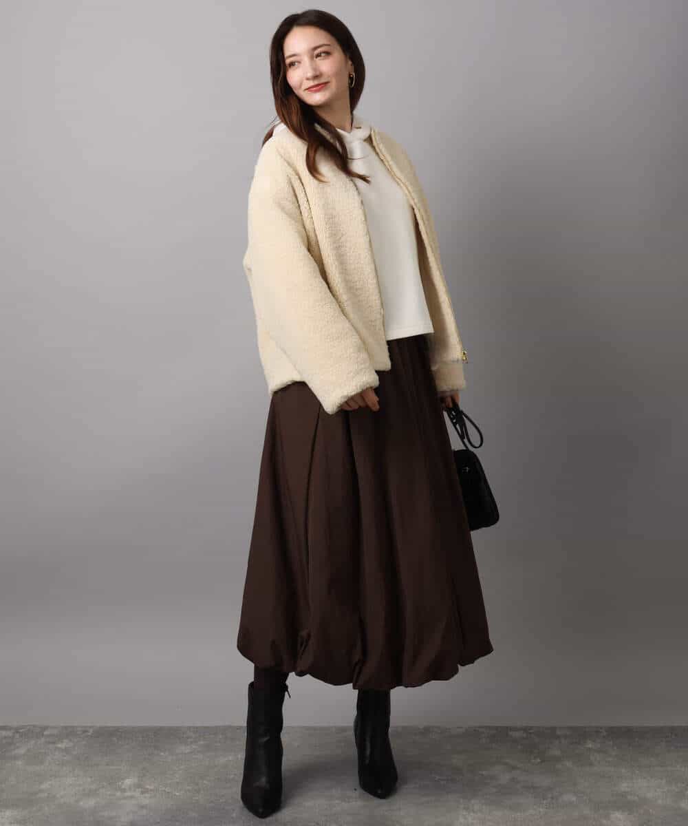 FKJAD42250 MK MICHEL KLEIN(MK ミッシェルクラン) ノーカラーボアブルゾン/洗える アイボリー