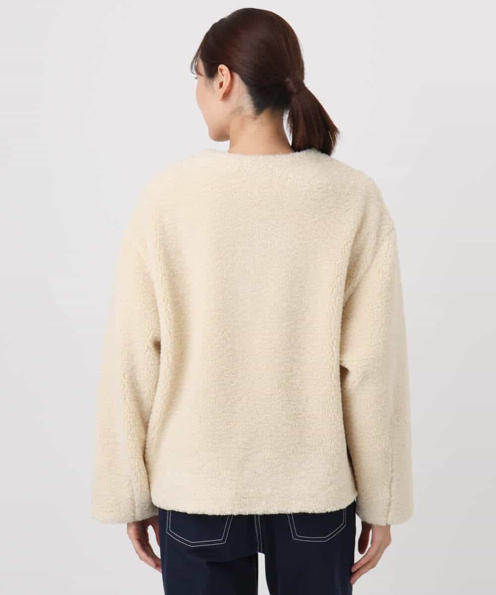 FKJAD42250 MK MICHEL KLEIN(MK ミッシェルクラン) ノーカラーボアブルゾン/洗える アイボリー