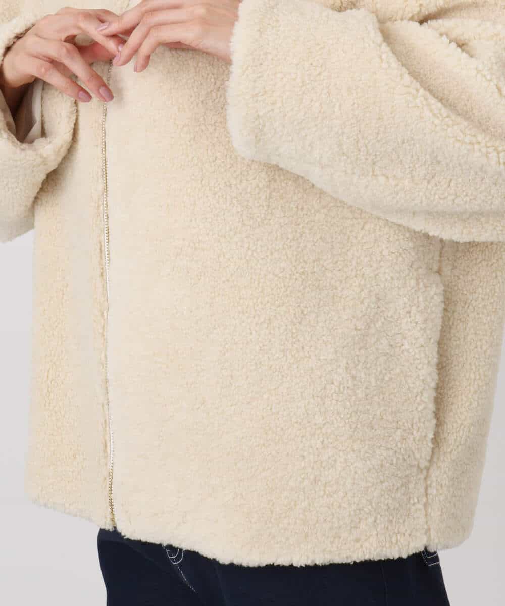 FKJAD42250 MK MICHEL KLEIN(MK ミッシェルクラン) ノーカラーボアブルゾン/洗える アイボリー