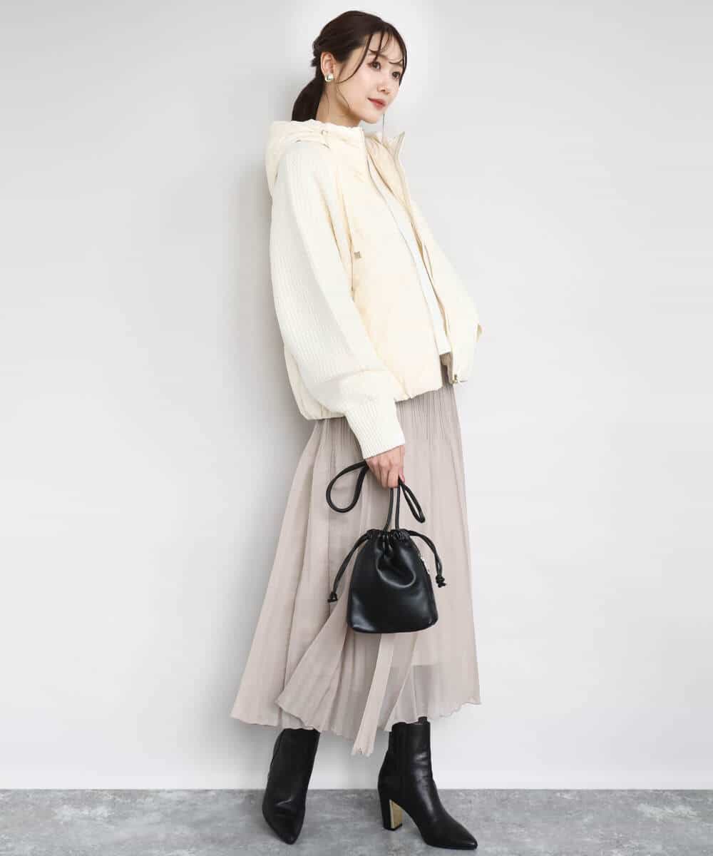 FKJAD44330 MK MICHEL KLEIN(MK ミッシェルクラン) ニットスリーブダウンブルゾン ブラック