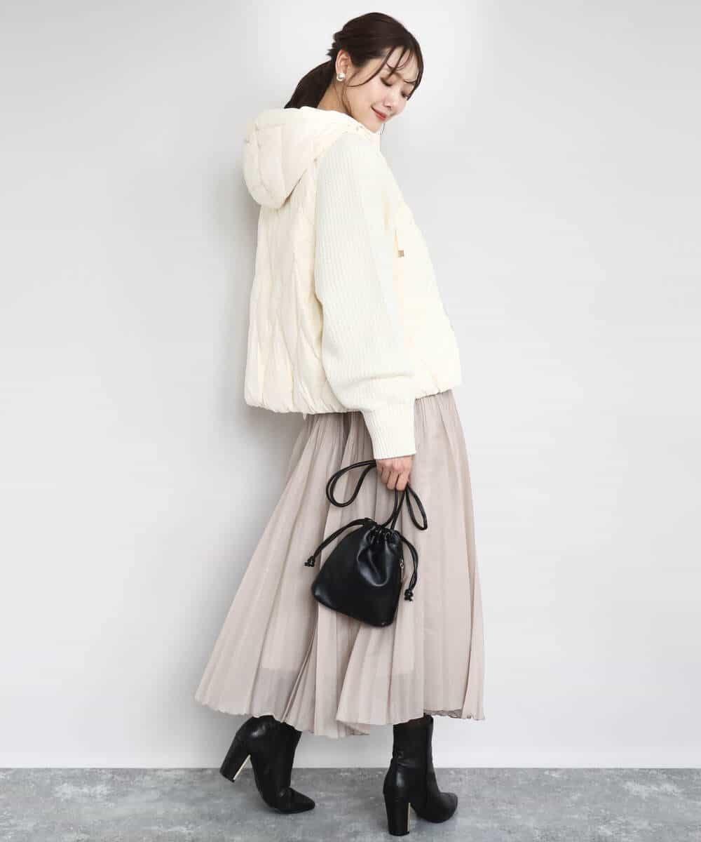 FKJAD44330 MK MICHEL KLEIN(MK ミッシェルクラン) ニットスリーブダウンブルゾン ブラック