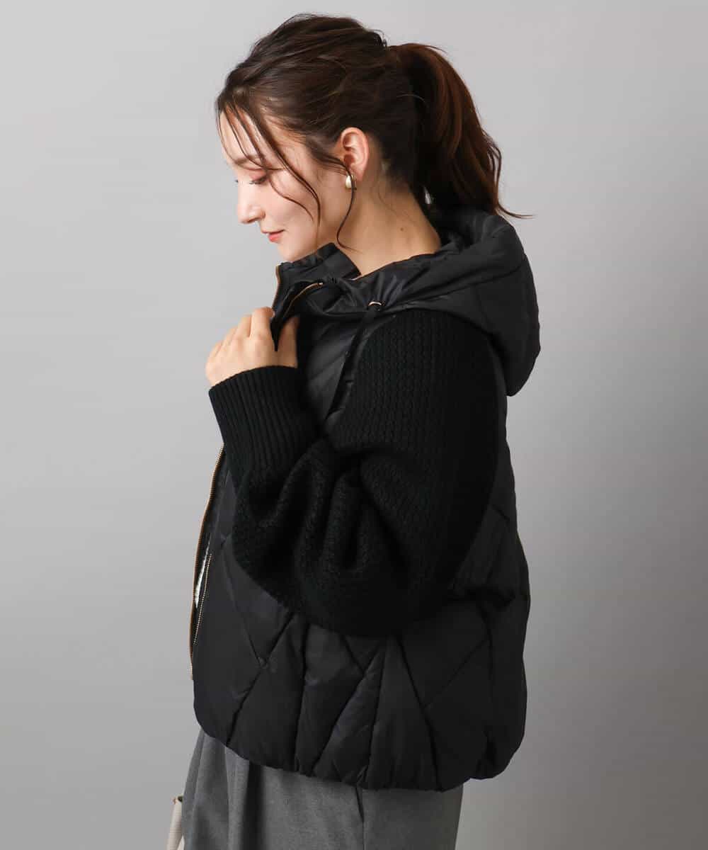 FKJAD44330 MK MICHEL KLEIN(MK ミッシェルクラン) ニットスリーブダウンブルゾン ブラック