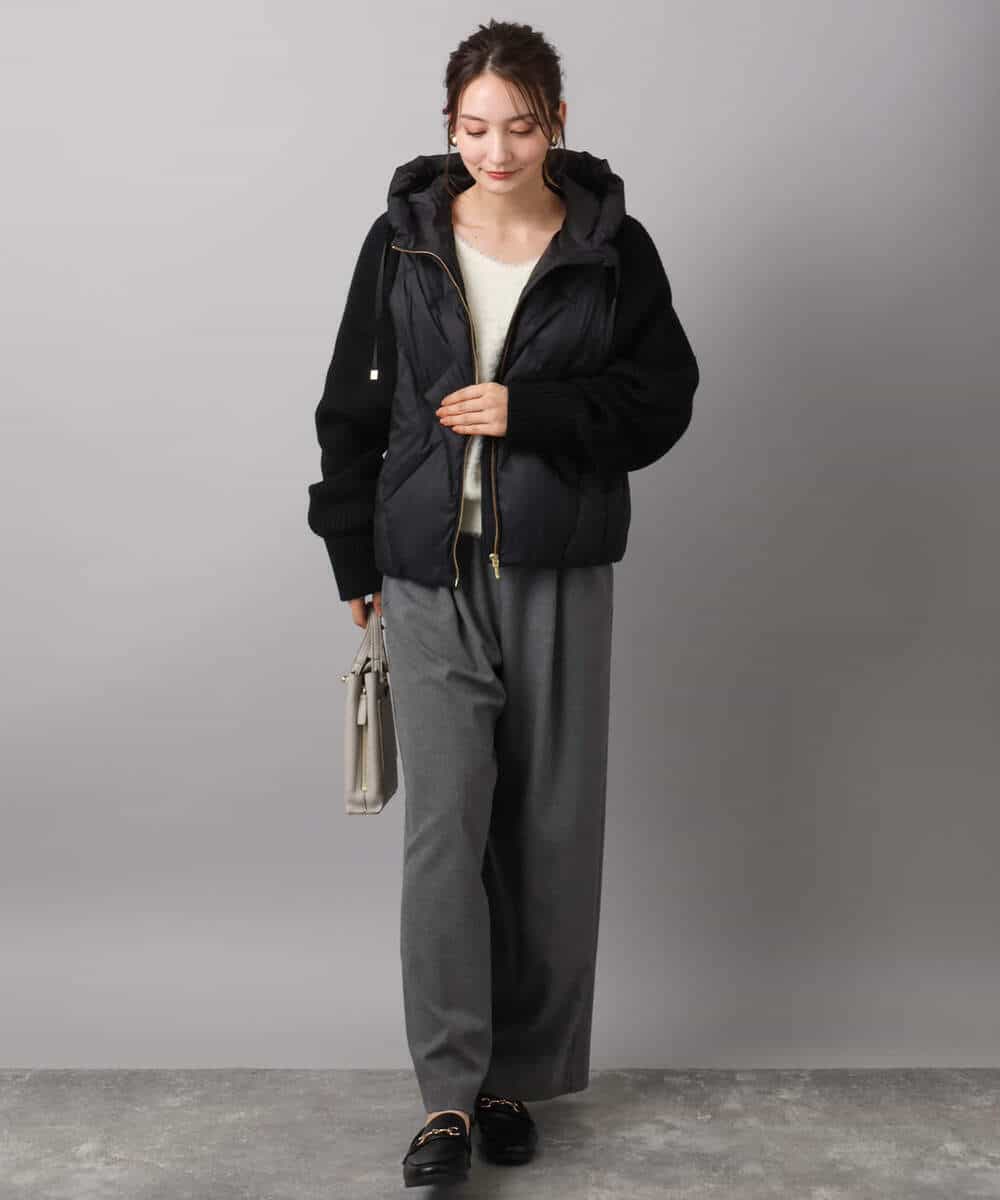 FKJAD44330 MK MICHEL KLEIN(MK ミッシェルクラン) ニットスリーブダウンブルゾン ブラック