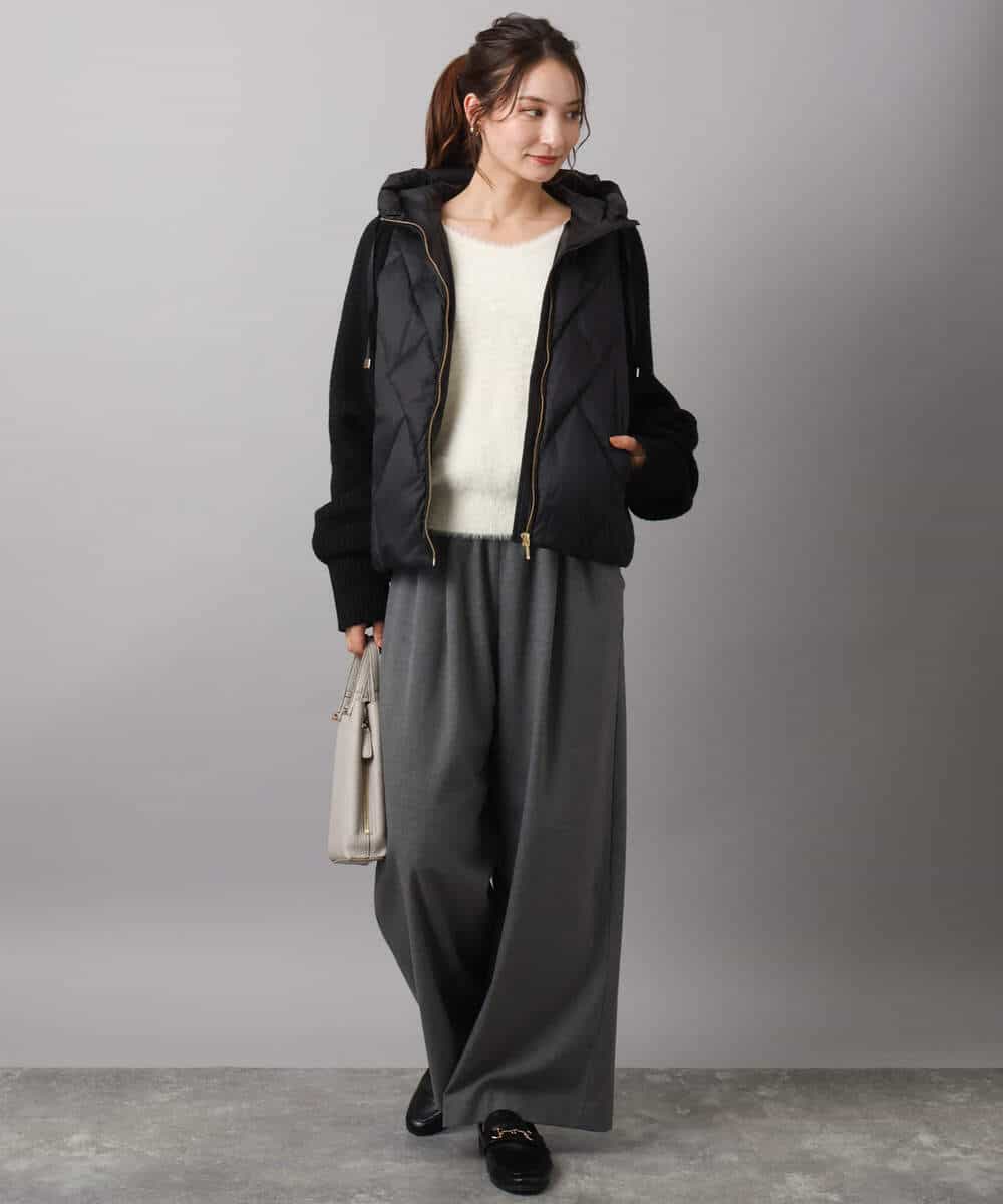 FKJAD44330 MK MICHEL KLEIN(MK ミッシェルクラン) ニットスリーブダウンブルゾン ブラック