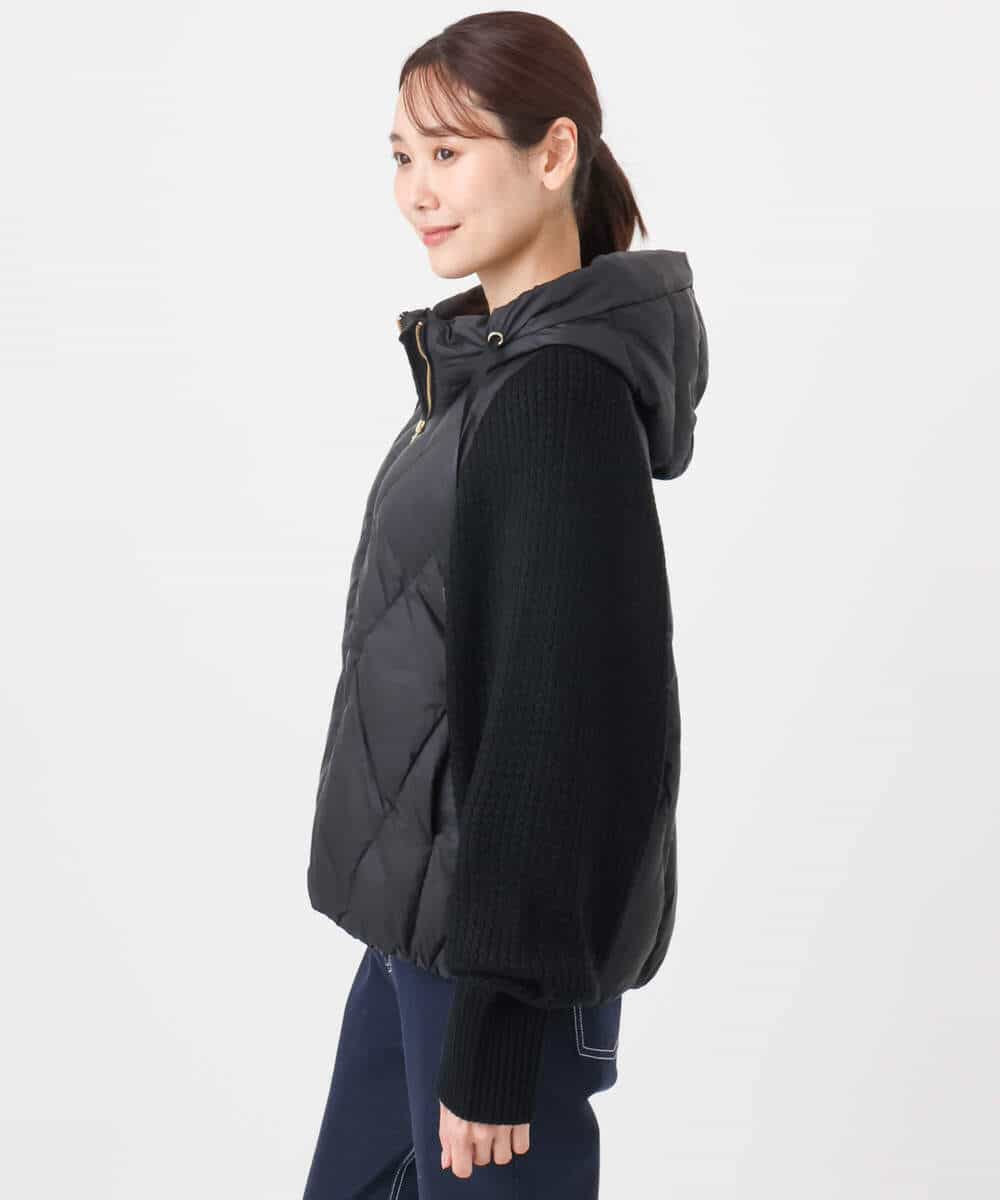 FKJAD44330 MK MICHEL KLEIN(MK ミッシェルクラン) ニットスリーブダウンブルゾン ブラック